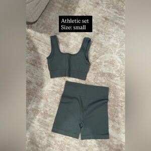 Amazon Women's Sports Bra and High-Waist Bike Shorts Set - Dark Teal